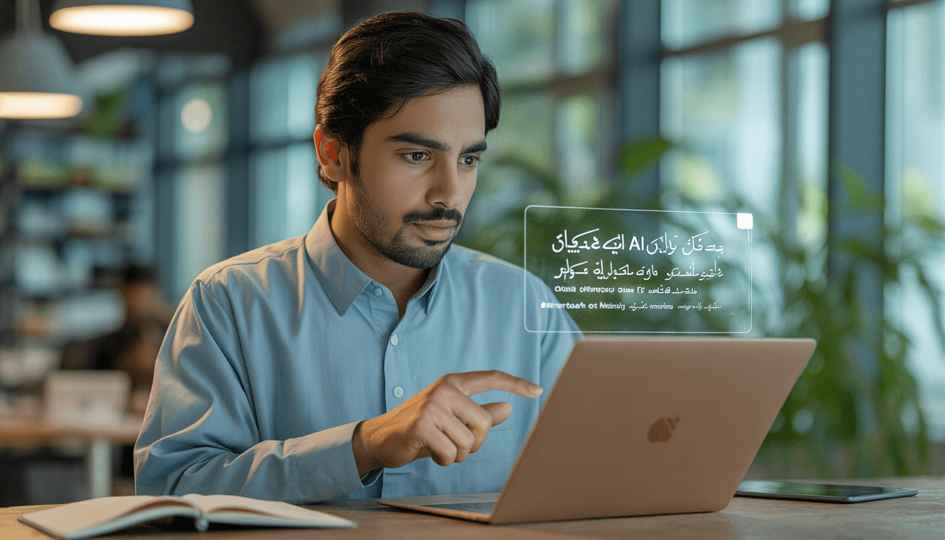 Pakistani professional using Qalb Urdu AI software 2026