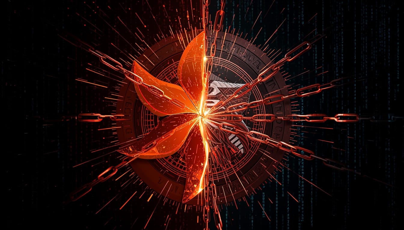 Dramatic visual of Claude AI logo versus Pentagon seal in chains, representing the Anthropic-Pentagon dispute over military AI access.