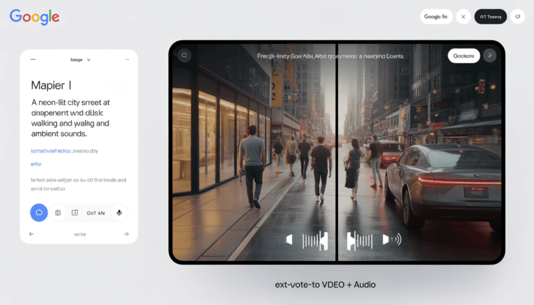 Google Veo 3 AI Video Generator Text-to-video transformation showing Google Veo 3 creating a cinematic AI-generated video from a written prompt